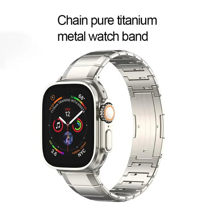 Ein-Perlen-Armband aus reinem Titan mit Dornschließe, für Apple Watch 46 mm / 49 mm / 45 mm / 44 mm, für Apple Watch 42 mm / 41 mm / 40 mm / 38 mm
