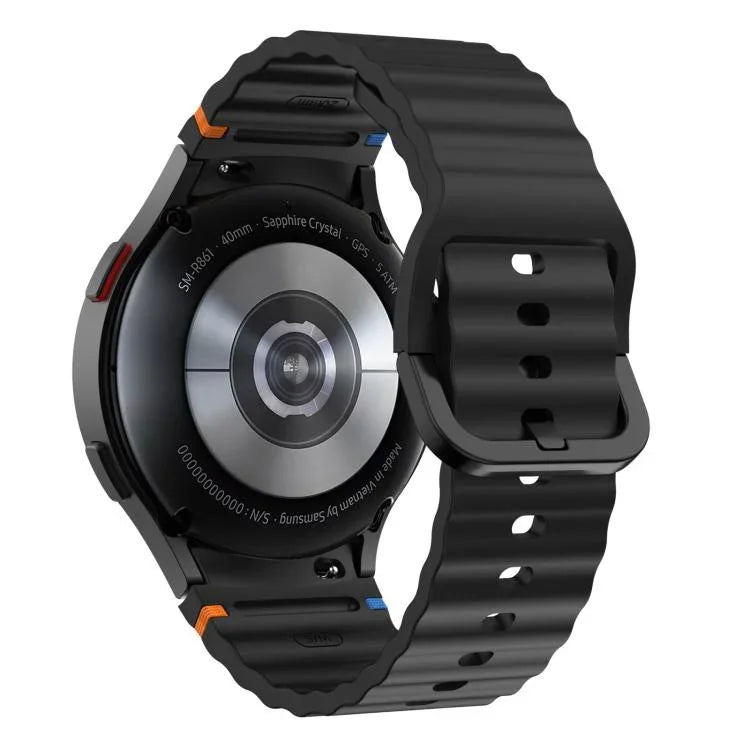 xDfind Silikon-Uhrenarmband mit Wellenmuster, Ziernähten und bunter Schnalle, für Samsung Galaxy Watch FE / 7 / 6 / 5 / 4