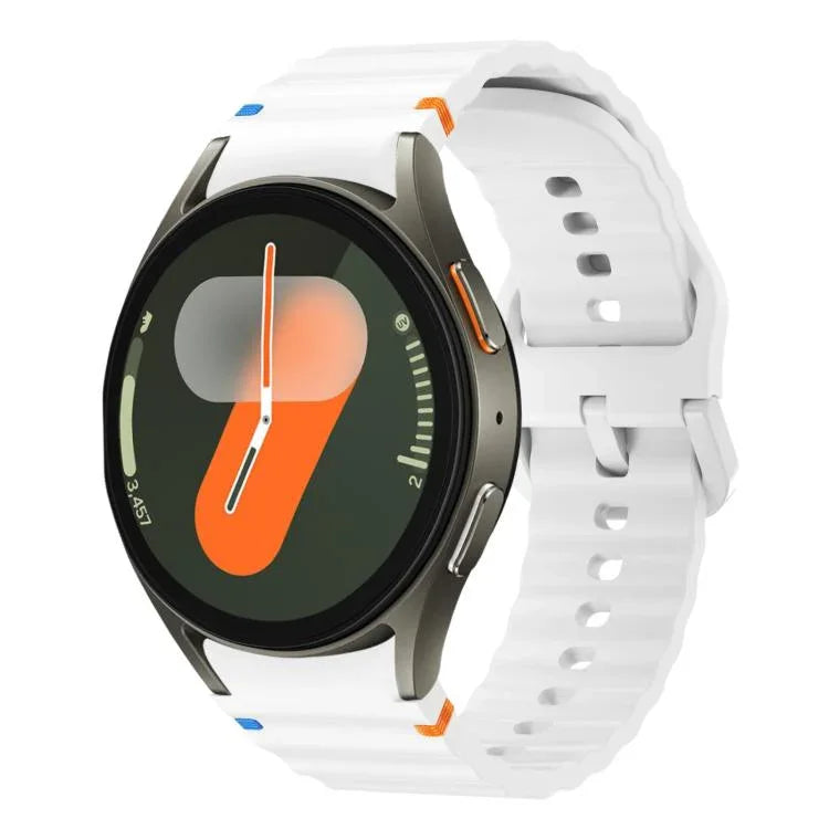 xDfind Silikon-Uhrenarmband mit Wellenmuster, Ziernähten und bunter Schnalle, für Samsung Galaxy Watch FE / 7 / 6 / 5 / 4