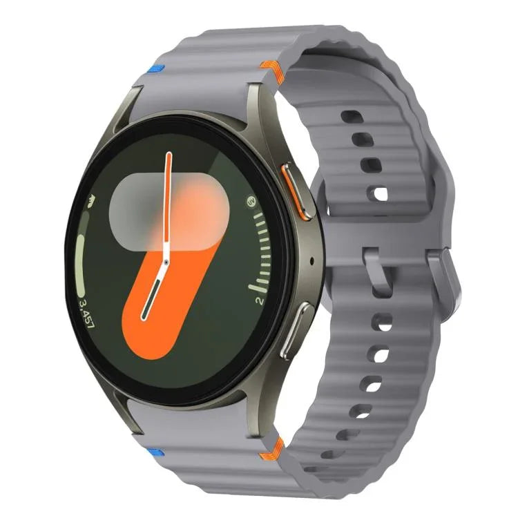 xDfind Silikon-Uhrenarmband mit Wellenmuster, Ziernähten und bunter Schnalle, für Samsung Galaxy Watch FE / 7 / 6 / 5 / 4