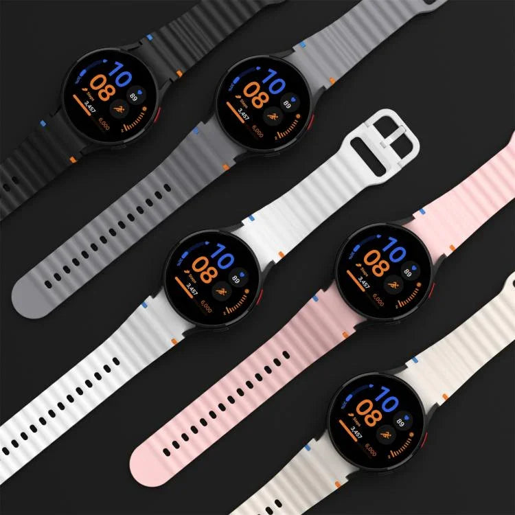 xDfind Silikon-Uhrenarmband mit Wellenmuster, Ziernähten und bunter Schnalle, für Samsung Galaxy Watch FE / 7 / 6 / 5 / 4