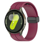 xDfind Fold Magnetic Black Buckle Silicone Watch Band, For Samsung Galaxy Watch7 / FE / 6 / 5 / 4