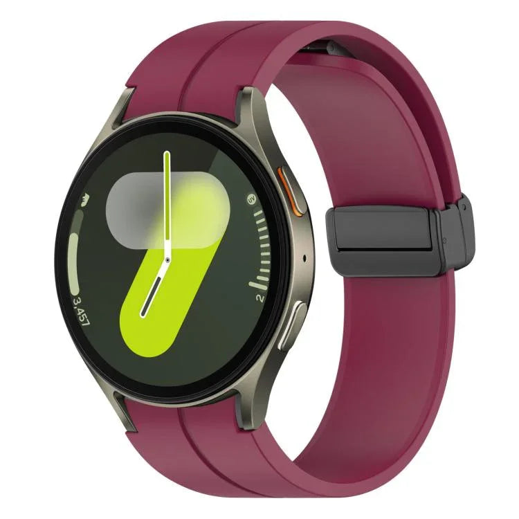 xDfind Fold Magnetic Black Buckle Silicone Watch Band, For Samsung Galaxy Watch7 / FE / 6 / 5 / 4