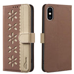 Handyhülle aus RFID-Leder mit gestanztem Blumenmuster, für iPhone XS Max, für iPhone 6 Plus / 7 Plus / 8 Plus, für iPhone 6 / 7 / 8