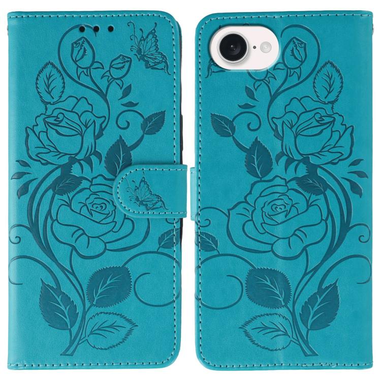 Rosen-Schmetterling geprägtes Leder-Handyhülle, Für iPhone 17e / 16e, Für iPhone 17 Pro Max, Für iPhone 17 Pro, Für iPhone 17, Für iPhone Air