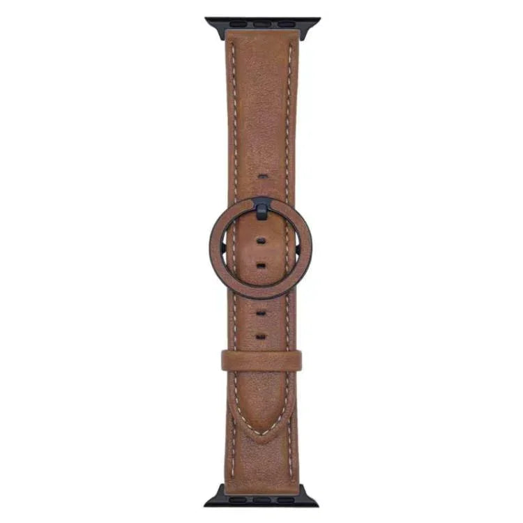 xDfind Rundes Lederarmband mit Dornschließe, passend für Apple Watch 46 mm / 49 mm / 45 mm / 44 mm, für Apple Watch 42 mm / 41 mm / 40 mm / 38 mm