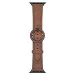 xDfind Rundes Lederarmband mit Dornschließe, passend für Apple Watch 46 mm / 49 mm / 45 mm / 44 mm, für Apple Watch 42 mm / 41 mm / 40 mm / 38 mm