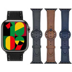 xDfind Rundes Lederarmband mit Dornschließe, passend für Apple Watch 46 mm / 49 mm / 45 mm / 44 mm, für Apple Watch 42 mm / 41 mm / 40 mm / 38 mm