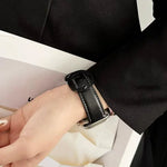 xDfind Rundes Lederarmband mit Dornschließe, passend für Apple Watch 46 mm / 49 mm / 45 mm / 44 mm, für Apple Watch 42 mm / 41 mm / 40 mm / 38 mm