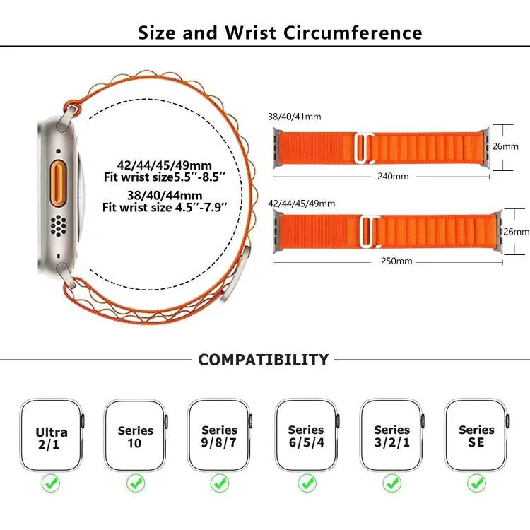 xDfind Aline Nylon Loop Uhrenarmband, für Apple Watch 46 mm / 49 mm / 45 mm / 44 mm, für Apple Watch 42 mm / 41 mm / 40 mm / 38 mm