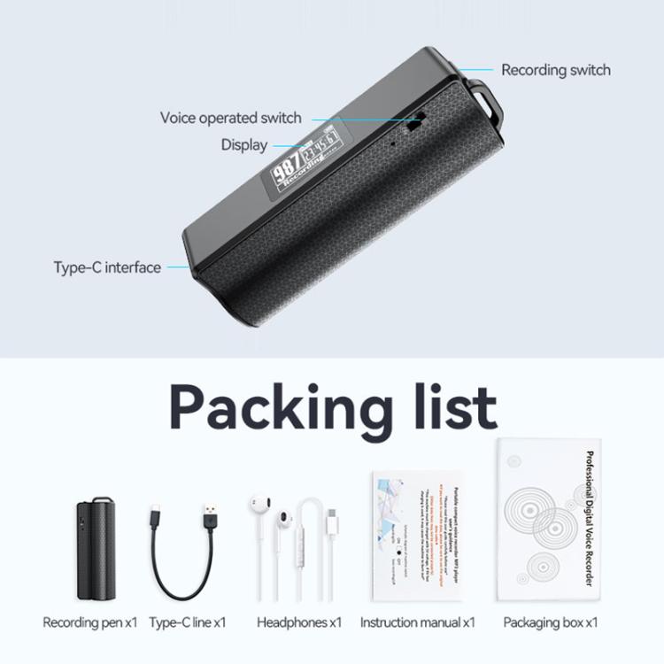 JNN Q70P OLED Display Magnetische Rauschunterdrückung Sprachaufnahme Stift unterstützt APP-Steuerung, 8GB, 16GB, 32GB, 64GB, 128GB