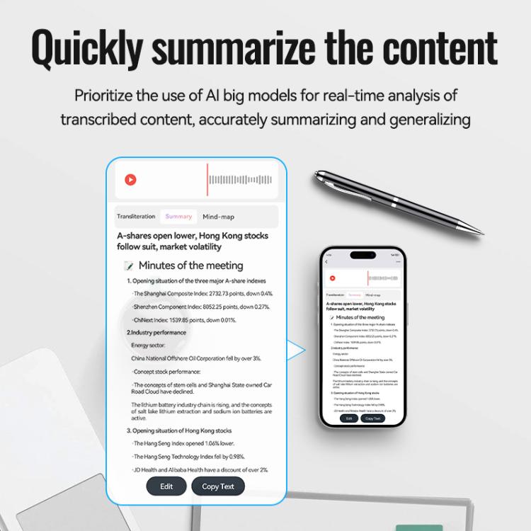 JNN Q90A Smart AI Sprachaufnahmestift unterstützt APP-Steuerung, 8 GB, 16 GB, 32 GB, 64 GB, 128 GB