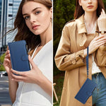 Magnetverschluss 9 Kartenfächer Reißverschluss-Lederhülle mit Handschlaufe, für iPhone 17e / 16e, für iPhone 17 Pro Max, für iPhone 17 Pro, für iPhone 17, für iPhone Air, für iPhone 16 Pro Max, für iPhone 16 Pro, für iPhone 16 Plus