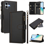 Magnetverschluss 9 Kartenfächer Reißverschluss-Lederhülle mit Handschlaufe, für iPhone 17e / 16e, für iPhone 17 Pro Max, für iPhone 17 Pro, für iPhone 17, für iPhone Air, für iPhone 16 Pro Max, für iPhone 16 Pro, für iPhone 16 Plus