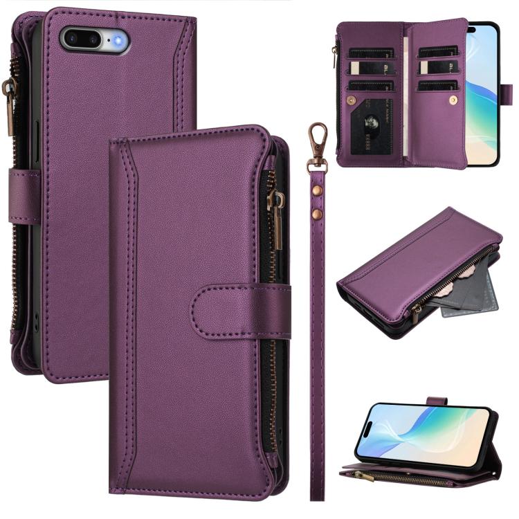 Magnetic Closure 9 Card Slots Zipper Leather Case with Hand Strap, For iPhone 11 Pro Max, For iPhone 11, For iPhone 11 Pro, For iPhone XS / X, For iPhone XR, For iPhone XS Max, For iPhone 8 Plus / 7 Plus