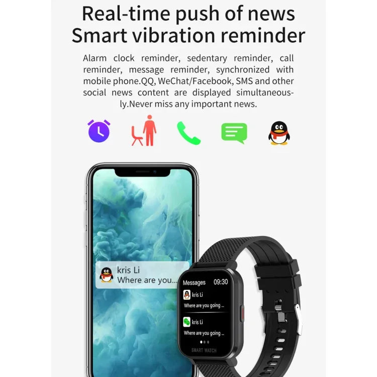 Smartwatch mit 1,54-Zoll-TFT-Bildschirm, IP67 wasserdicht, Business-Sport-Smartwatch mit Silikonstreifen, unterstützt Schlafüberwachung, Herzfrequenzmessung und Blutdruckmessung.