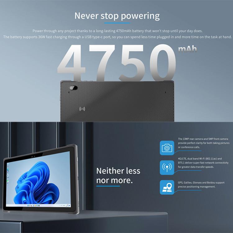 QCOM W1019 Windows 11 Pro Tablet PC, 8GB+128GB, 10,1 Zoll Qualcomm SC7180 Kryo 468 8C8T Octa Core, Netzwerk: 4G, OTG, EU Stecker, US Stecker, UK Stecker, AU Stecker