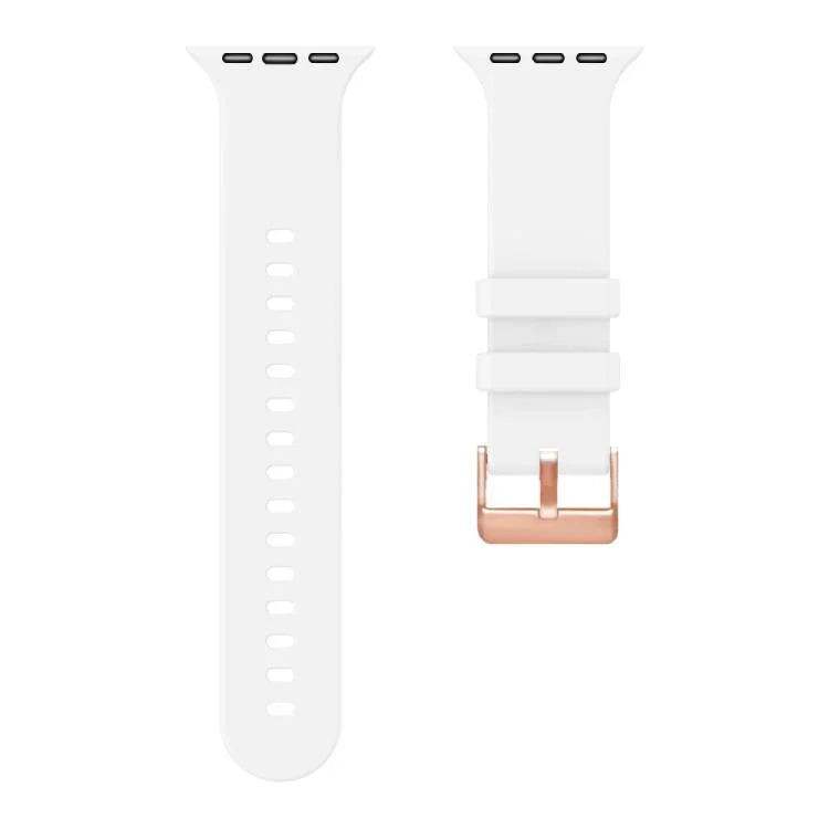 Plain Solid Color Rose Gold Buckle Silicone Watch Band, For Apple Watch 42mm / 41mm / 40mm / 38mm