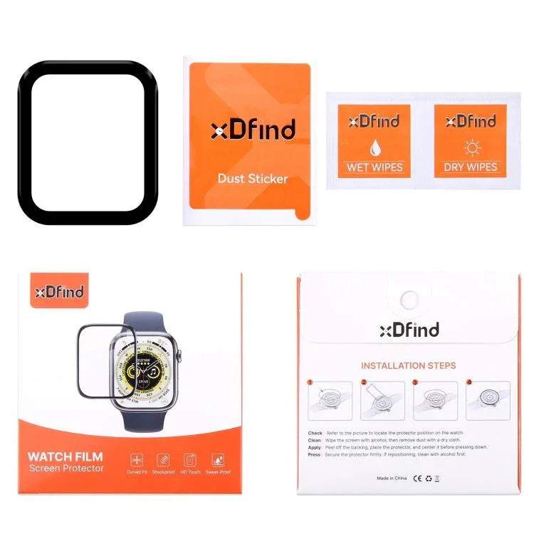 2 Stück xDfind Gebogene 3D-Schutzfolie aus weichem Verbundmaterial, passend für Apple Watch Series 6, SE, 5 und 4 (44 mm), Apple Watch Series 6, SE, 5 und 4 (40 mm), Apple Watch Series 11/10 (46 mm) und Apple Watch Ultra 3/2/1 (49 mm)...