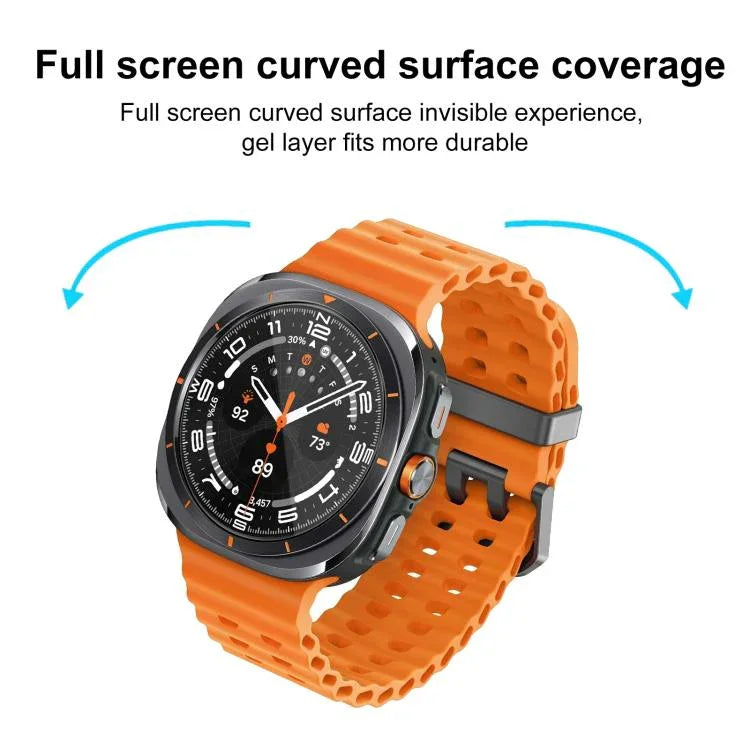2 Stück xDfind gebogener 3D Verbundmaterial Weichfilm Displayschutz, Für Samsung Galaxy Watch Ultra / Ultra 2025, Für Samsung Galaxy Watch8 Classic 46mm, Für Samsung Galaxy Watch8 44mm, Für Samsung Galaxy Watch8 40mm, Für Samsung Galaxy Watch7 44mm