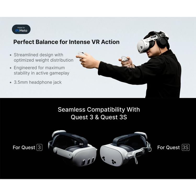 BOBOVR E3 Pro Für Meta Quest 3S / 3 VR-Kopfband mit B100 Akku, E3 Pro