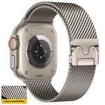 xDfind Milanaise-Armband aus Edelstahl mit Regenschirmschnalle, passend für Apple Watch 46 mm / 49 mm / 45 mm / 44 mm
