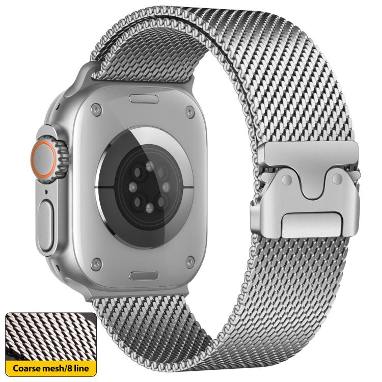 xDfind Milanaise-Armband aus Edelstahl mit Regenschirmschnalle, passend für Apple Watch 46 mm / 49 mm / 45 mm / 44 mm