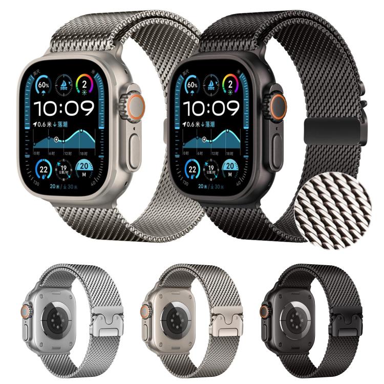 xDfind Milanaise-Armband aus Edelstahl mit Regenschirmschnalle, passend für Apple Watch 46 mm / 49 mm / 45 mm / 44 mm
