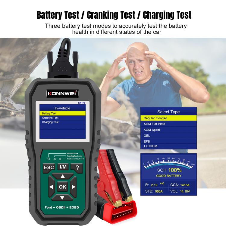 KONNWEI KW470 2.8 inch Color Screen Car OBD2 Fault Diagnostic Scan Tool for Ford, KW470