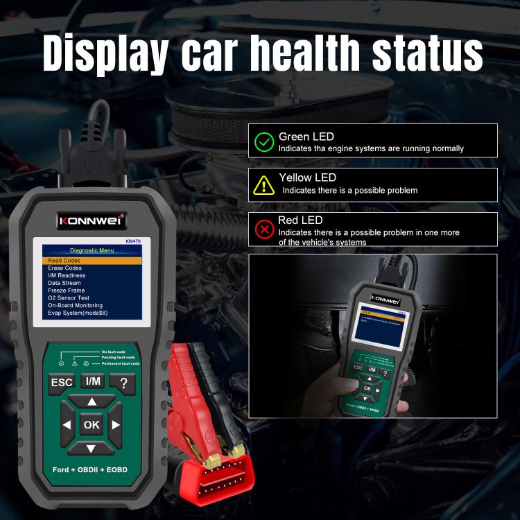 KONNWEI KW470 2.8 inch Color Screen Car OBD2 Fault Diagnostic Scan Tool for Ford, KW470