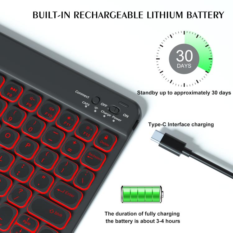 Bunt beleuchtete Bluetooth-Tastatur Leder Tablet-Hülle, Für iPad Air 11 2024 / Air 11 2025, Für iPad Air 5 / Air 4 10,9