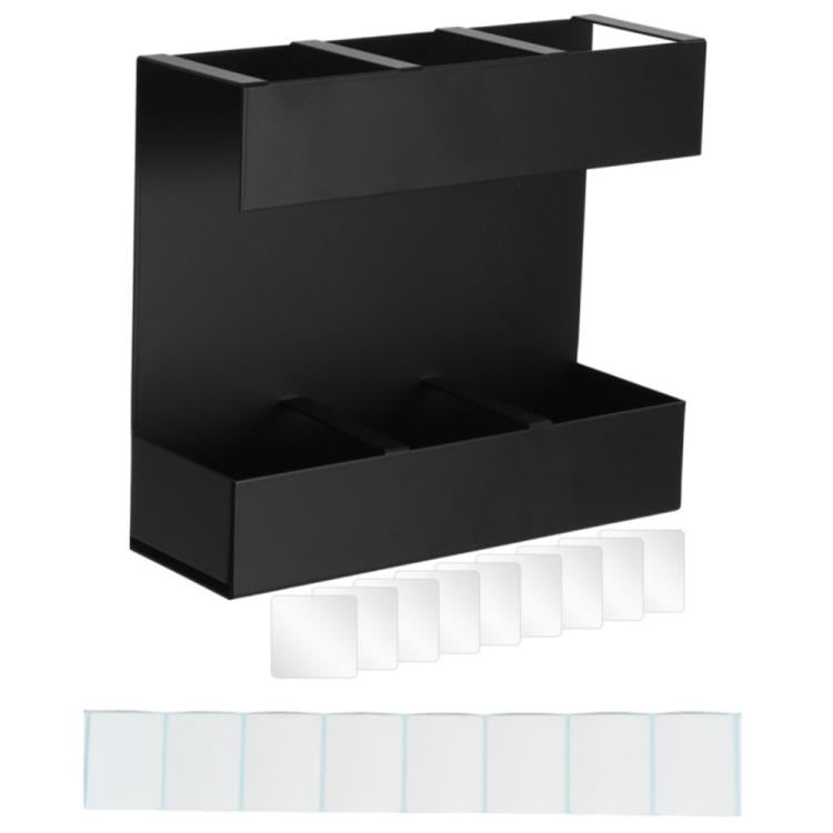 Drei-Gitter-Stroh-Besteck-Metallaufbewahrungsregal Küchen-Organizer, ohne weiche Magnetfolie, mit 9 Stück weicher Magnetfolie