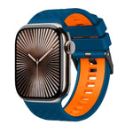 Zweifarbiges Silikonarmband mit Diamantstruktur, passend für Apple Watch 46 mm / 49 mm / 45 mm / 44 mm