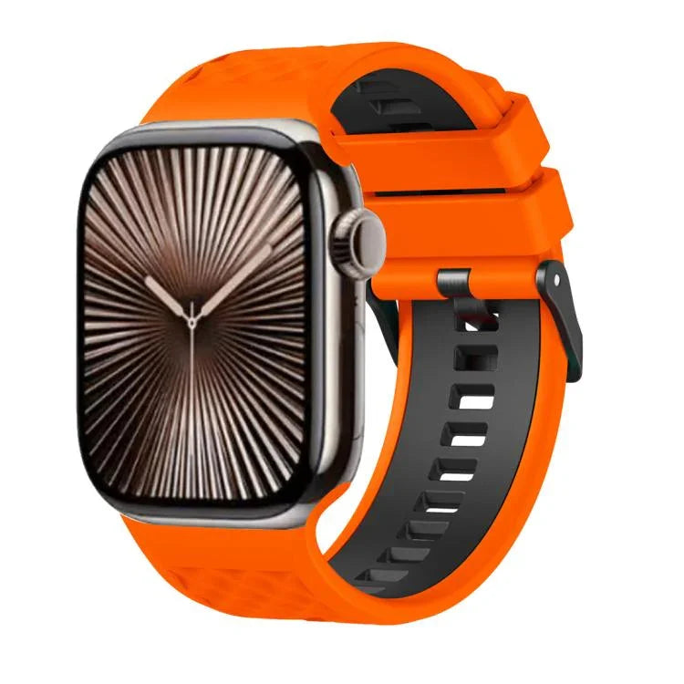 Zweifarbiges Silikonarmband mit Diamantstruktur, passend für Apple Watch 46 mm / 49 mm / 45 mm / 44 mm