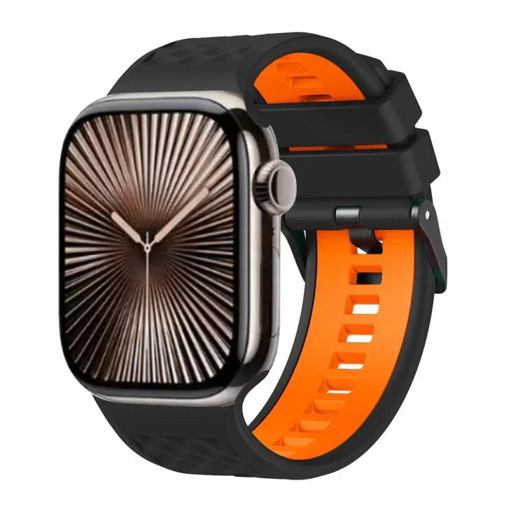 Zweifarbiges Silikonarmband mit Diamantstruktur, passend für Apple Watch 46 mm / 49 mm / 45 mm / 44 mm