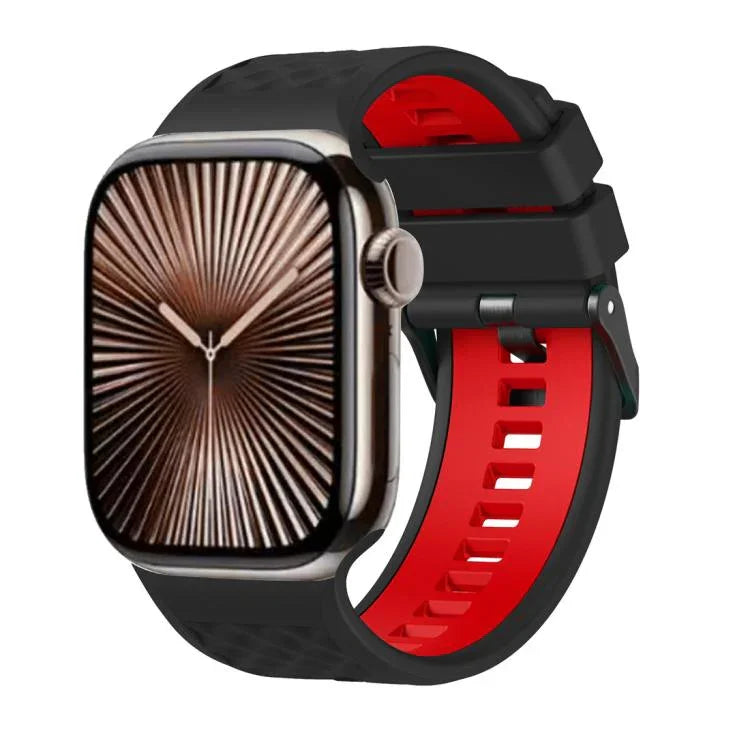 Zweifarbiges Silikonarmband mit Diamantstruktur, passend für Apple Watch 46 mm / 49 mm / 45 mm / 44 mm