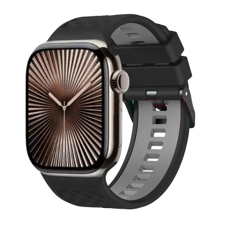 Zweifarbiges Silikonarmband mit Diamantstruktur, passend für Apple Watch 46 mm / 49 mm / 45 mm / 44 mm