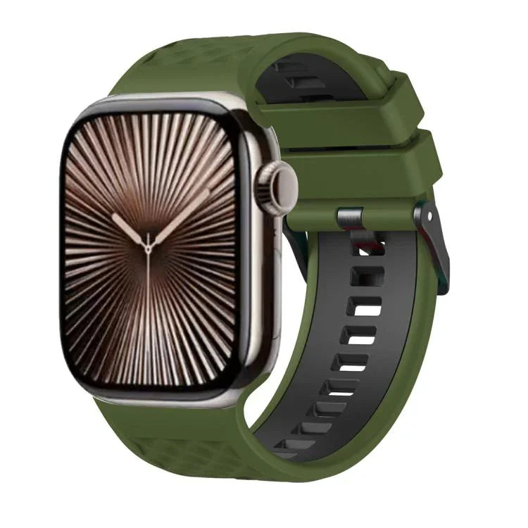 Zweifarbiges Silikonarmband mit Diamantstruktur, passend für Apple Watch 46 mm / 49 mm / 45 mm / 44 mm