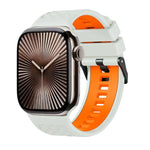 Zweifarbiges Silikonarmband mit Diamantstruktur, passend für Apple Watch 46 mm / 49 mm / 45 mm / 44 mm