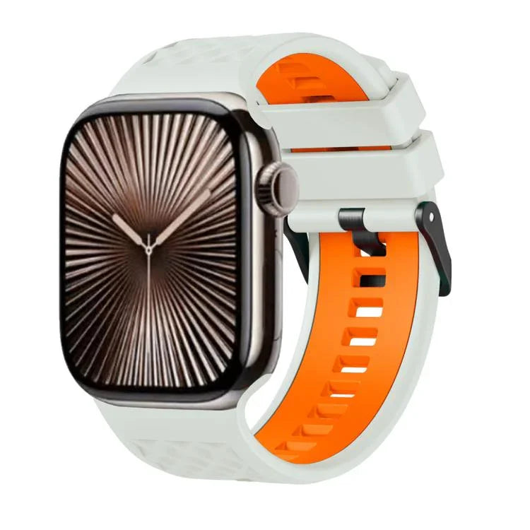 Zweifarbiges Silikonarmband mit Diamantstruktur, passend für Apple Watch 46 mm / 49 mm / 45 mm / 44 mm