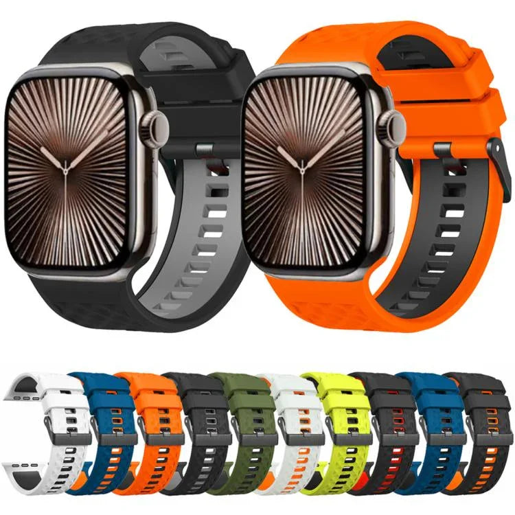 Zweifarbiges Silikonarmband mit Diamantstruktur, passend für Apple Watch 46 mm / 49 mm / 45 mm / 44 mm