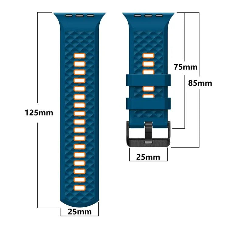 Zweifarbiges Silikonarmband mit Diamantstruktur, passend für Apple Watch 46 mm / 49 mm / 45 mm / 44 mm