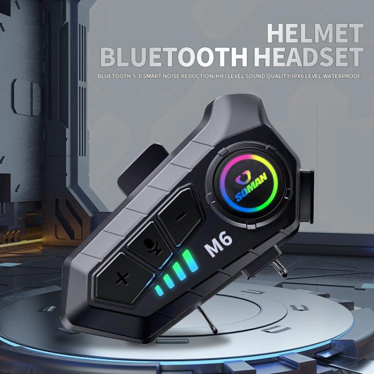SOMAN Motorradhelm Bluetooth Headset Stereo Sprachmikrofon, M6-Hartmikrofon, M6-Weichmikrofon