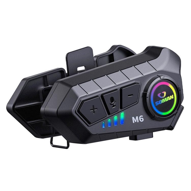 SOMAN Motorradhelm Bluetooth Headset Stereo Sprachmikrofon, M6-Hartmikrofon, M6-Weichmikrofon