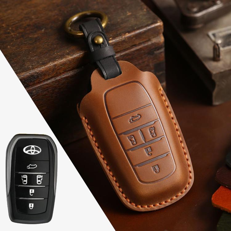 For Toyota Alphard Hallmo Crazy Horse Cowhide Car Key Protection Cover, For Toyota Alphard 4-button, For Toyota Alphard 5-button
