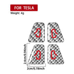 For Tesla Model 3 2019-2023 / Y 2019-2024 4pcs/Set Carbon Fiber Car Door Switch Decorative Sticker with Label, For Tesla Model 3 2019-2023 / Y 2019-2024 Car Door Switch