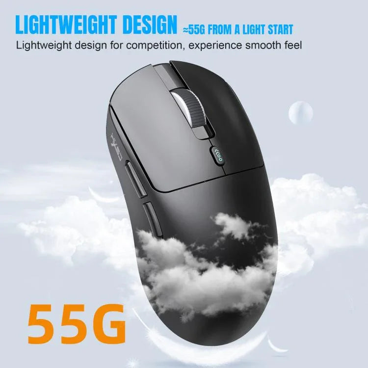 HXSJ T68 3 Modi Kabelgebundene 2,4 G BT5.1 Kabellose Leichte Gaming-Maus, T68