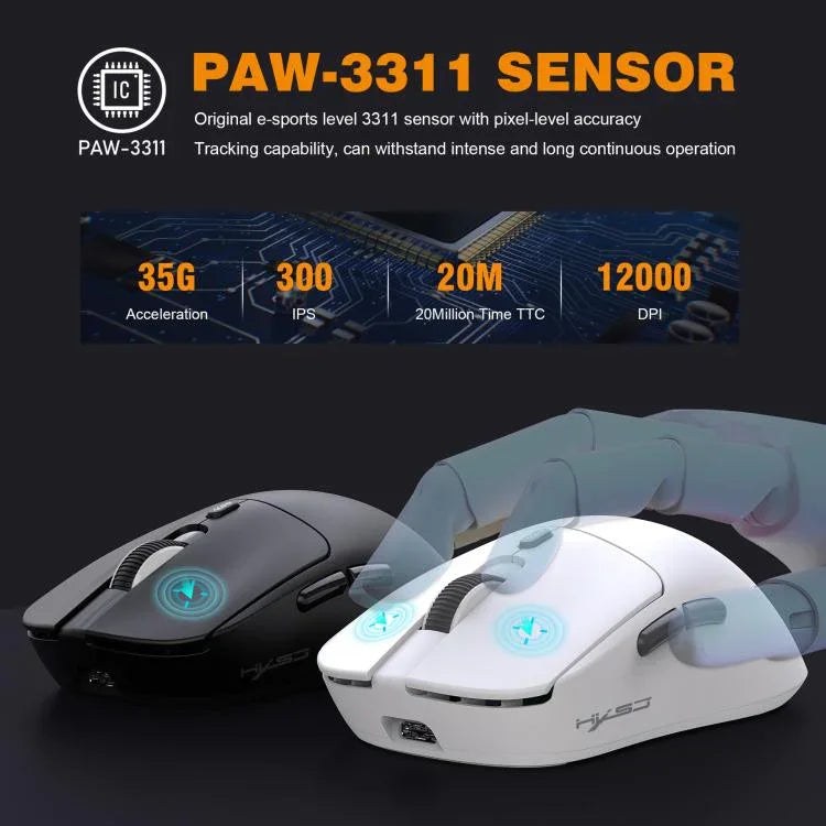 HXSJ T68 3 Modi Kabelgebundene 2,4 G BT5.1 Kabellose Leichte Gaming-Maus, T68
