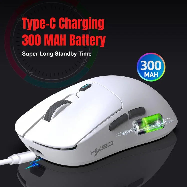 HXSJ T68 3 Modi Kabelgebundene 2,4 G BT5.1 Kabellose Leichte Gaming-Maus, T68