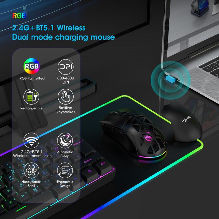 HXSJ T26 Dual-Mode 2.4G BT5.1 Wiederaufladbare Kabellose Maus, T26